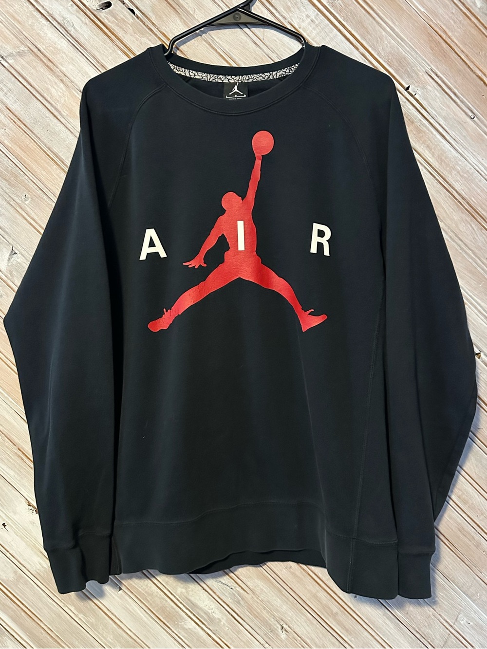 Air Jordan Black & Red Logo Crewneck Sweatshirt Pullover